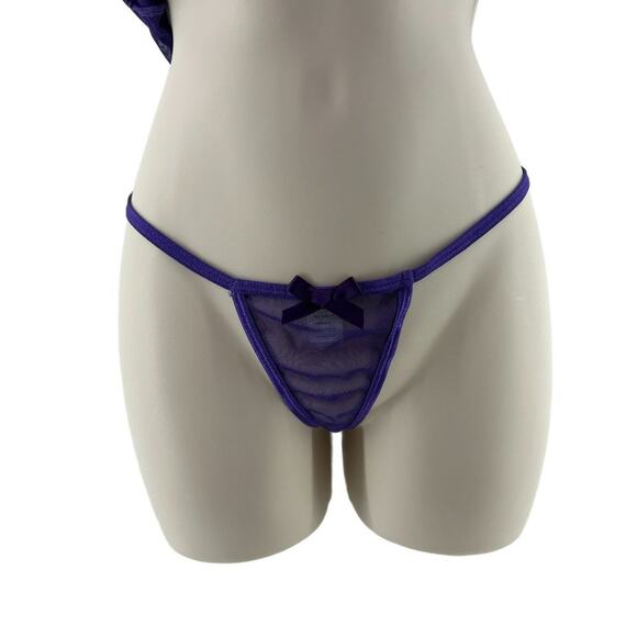 Elegant Moments Mesh Babydoll G-String Purple Womens Xlarge - Picture 5 of 10